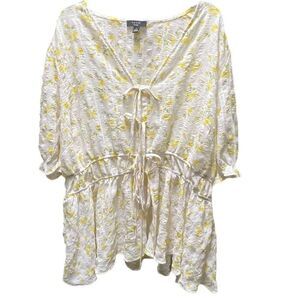 Haver London  size 2X tie from floral peplum top.